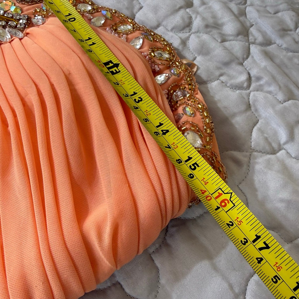 Cachet Peach Formal Beaded Strapless Dress Size 12 - Picture 7 of 10